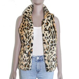 Milly of New York‎ Faux Fur Leopard Print Vest Luxurious Layering Statement Top